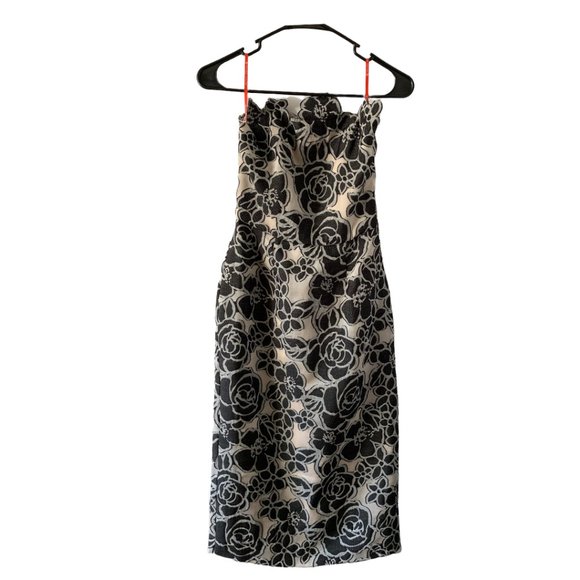 Monique Lhuillier strapless event dress, Black & White Size 2 - Picture 1 of 5